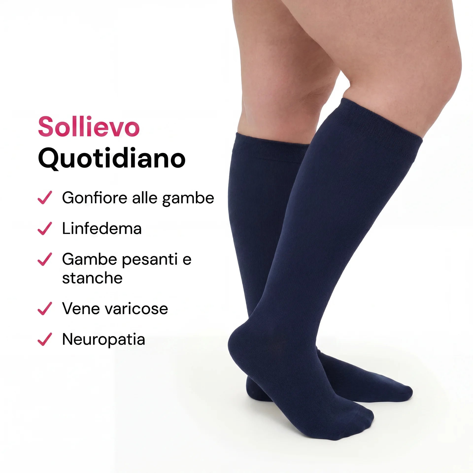 Dettaglio della texture morbida e traspirante delle calze Vionexa